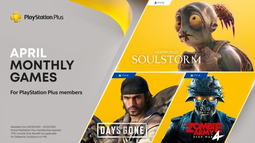 PlayStation Plus April Games Lineup Oddworld Soulstorm, Days Gone