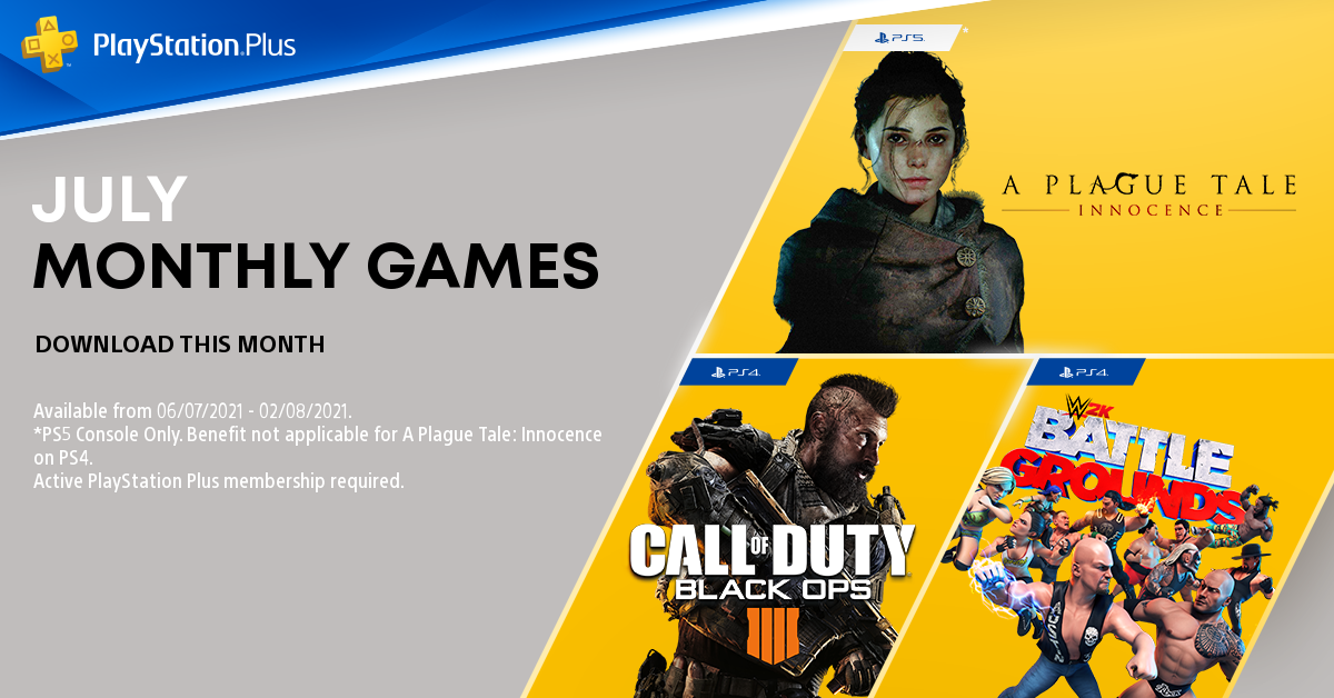 PlayStation Plus July Games Lineup Call of Duty Black Ops 4, WWE 2K