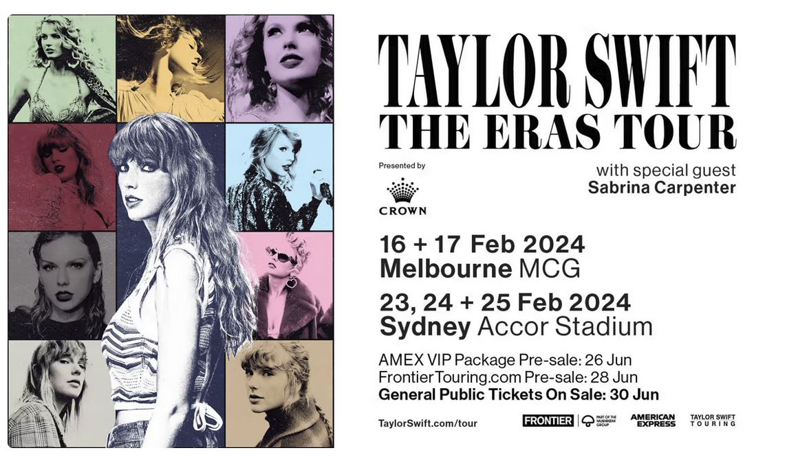 TAYLOR SWIFT  THE ERAS TOUR: FRONTIER MEMBER PRE-SALE FOR AUSTRALIAN SHOWS  STARTS WEDNESDAY - GET PREPARED - Impulse Gamer